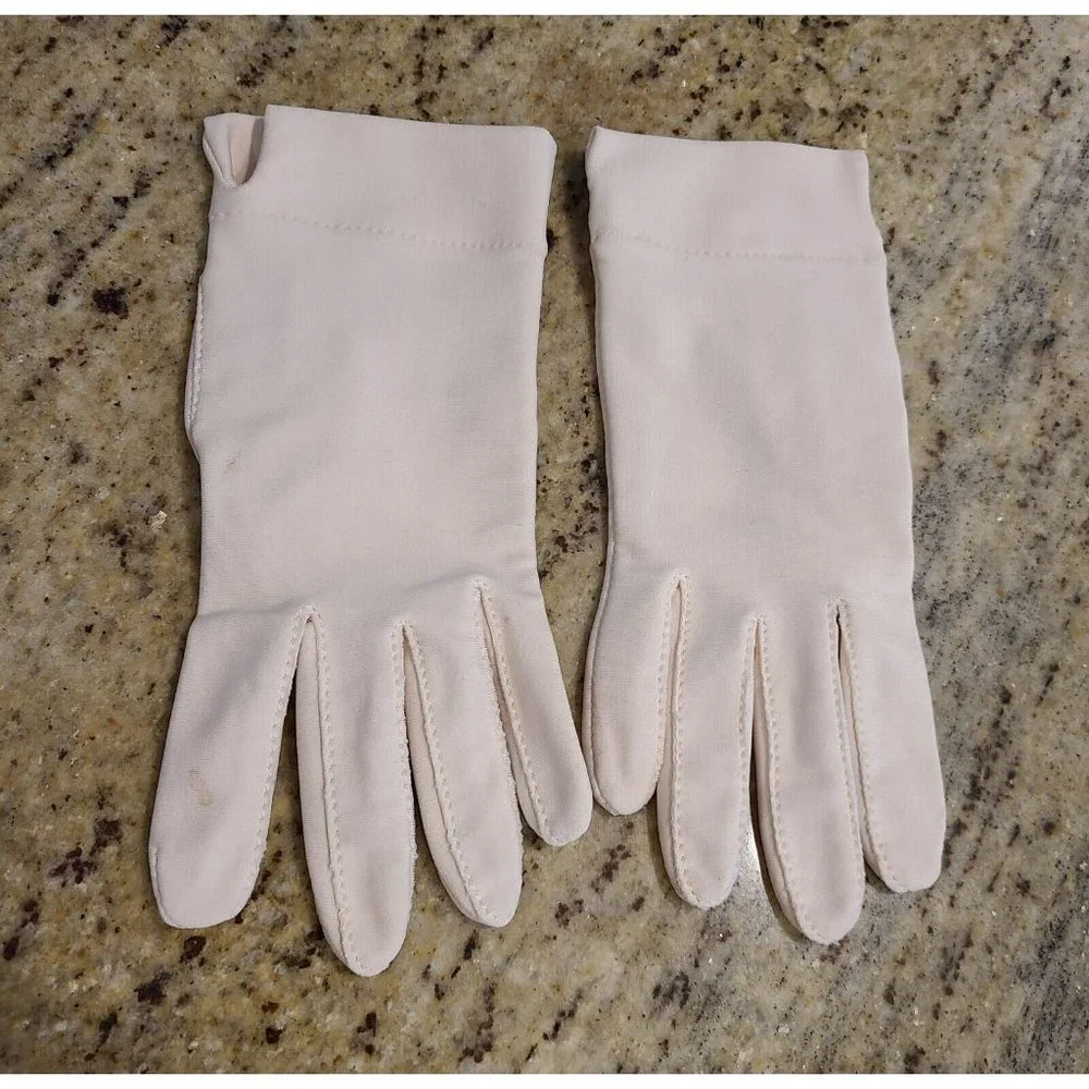 Vintage Size XL Isotoner Pink Stretch Formal Gloves. Nylon Spandex 7.5